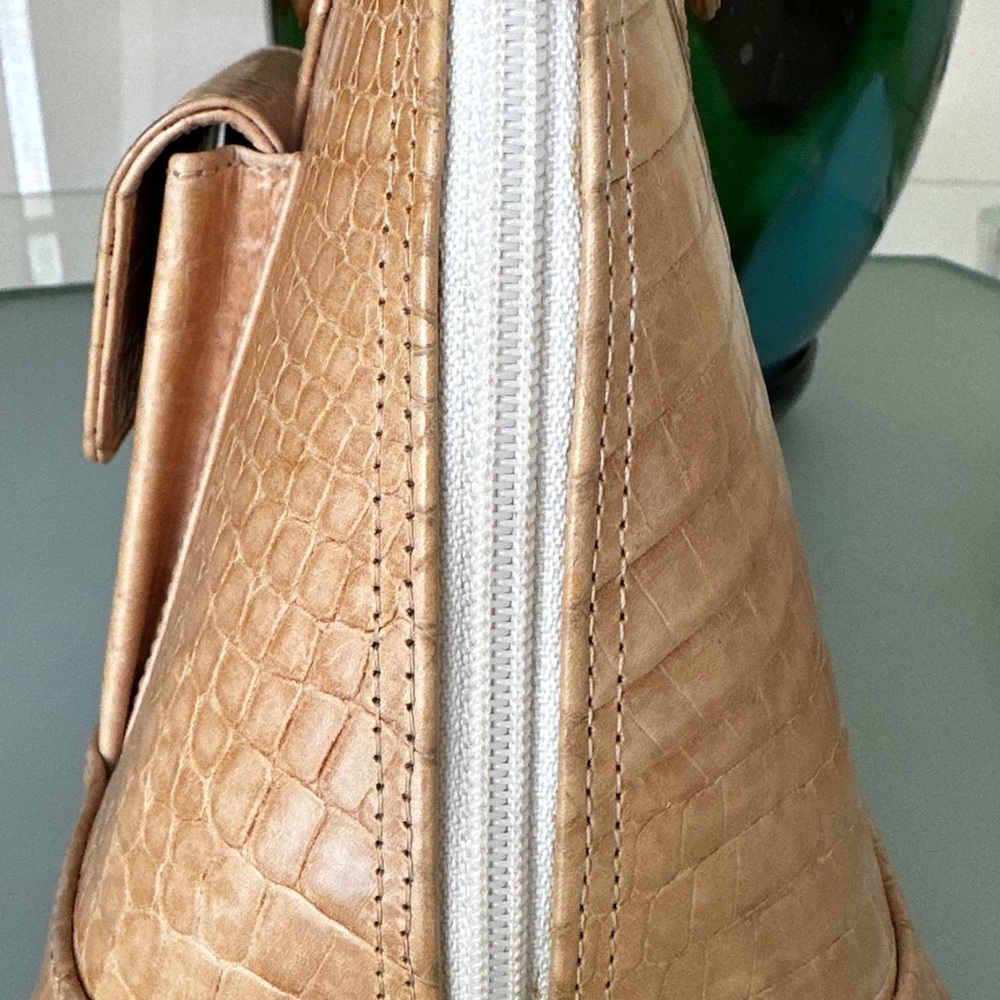VTG VICENZA 1993 Crocodile Embossed Leather Alma Shaped Bag- w detachable strap - Picture 11 of 16